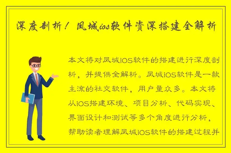 深度剖析！凤城ios软件资深搭建全解析