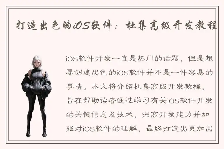 打造出色的iOS软件：杜集高级开发教程