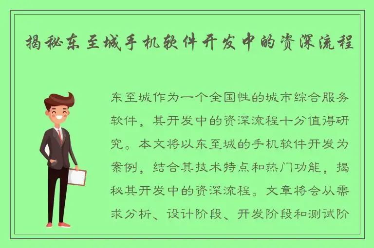 揭秘东至城手机软件开发中的资深流程