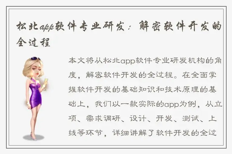 松北app软件专业研发：解密软件开发的全过程