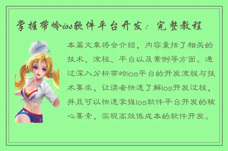 掌握带岭ios软件平台开发：完整教程
