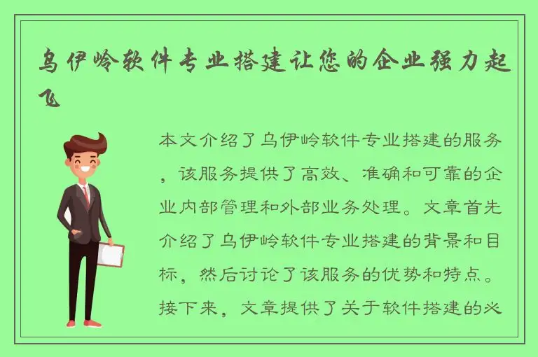 乌伊岭软件专业搭建让您的企业强力起飞