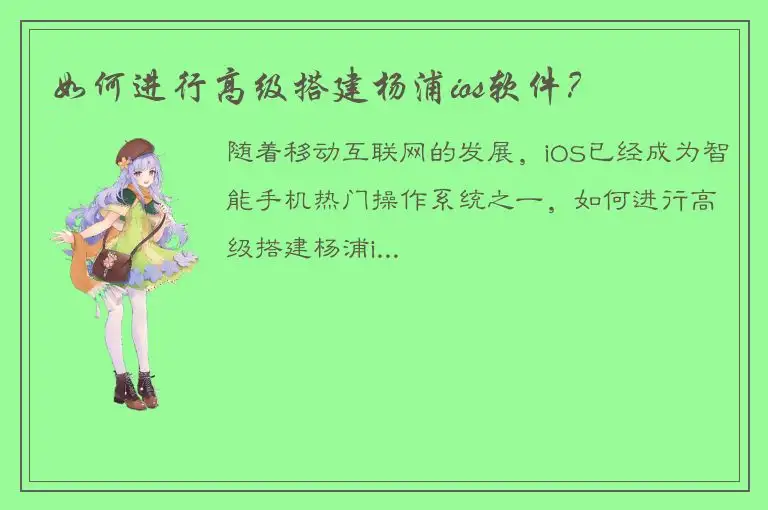 如何进行高级搭建杨浦ios软件？