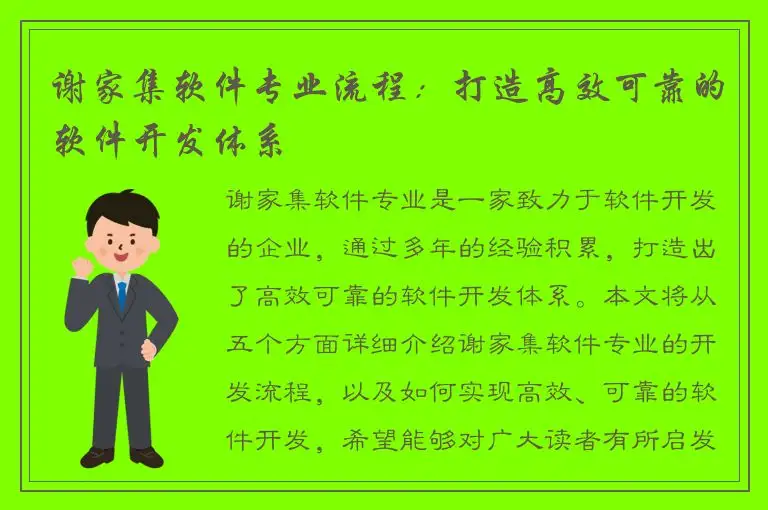 谢家集软件专业流程：打造高效可靠的软件开发体系