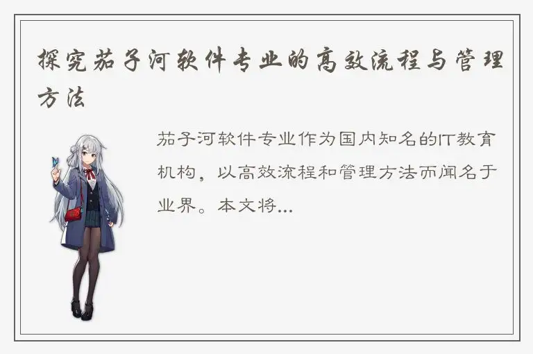 探究茄子河软件专业的高效流程与管理方法