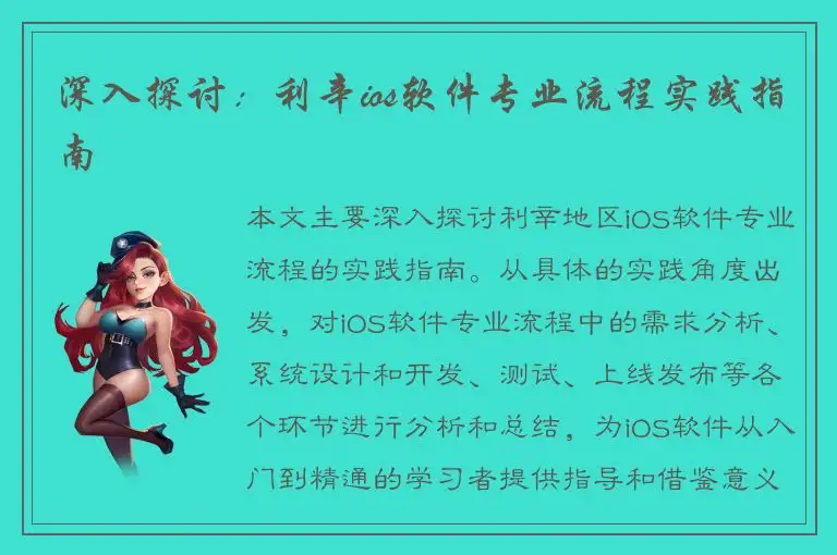 深入探讨：利辛ios软件专业流程实践指南