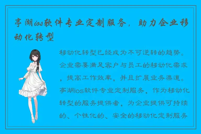 亭湖ios软件专业定制服务，助力企业移动化转型