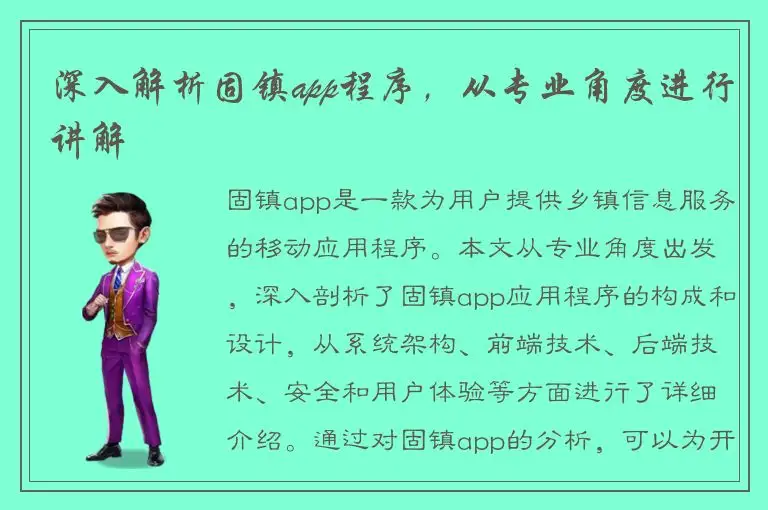 深入解析固镇app程序，从专业角度进行讲解