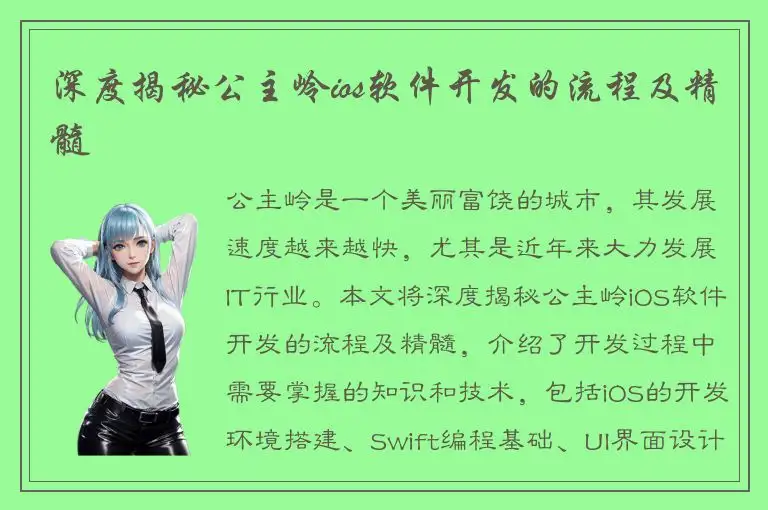 深度揭秘公主岭ios软件开发的流程及精髓