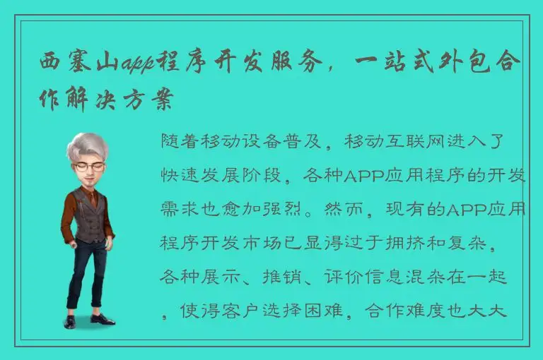 西塞山app程序开发服务，一站式外包合作解决方案