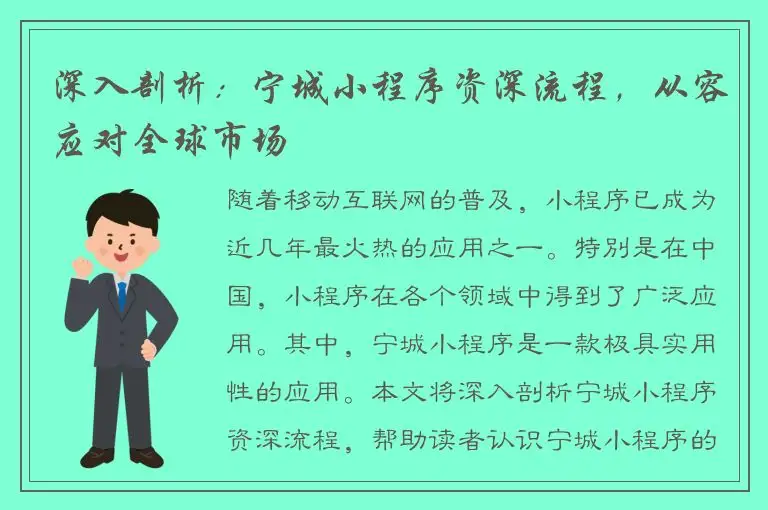 深入剖析：宁城小程序资深流程，从容应对全球市场