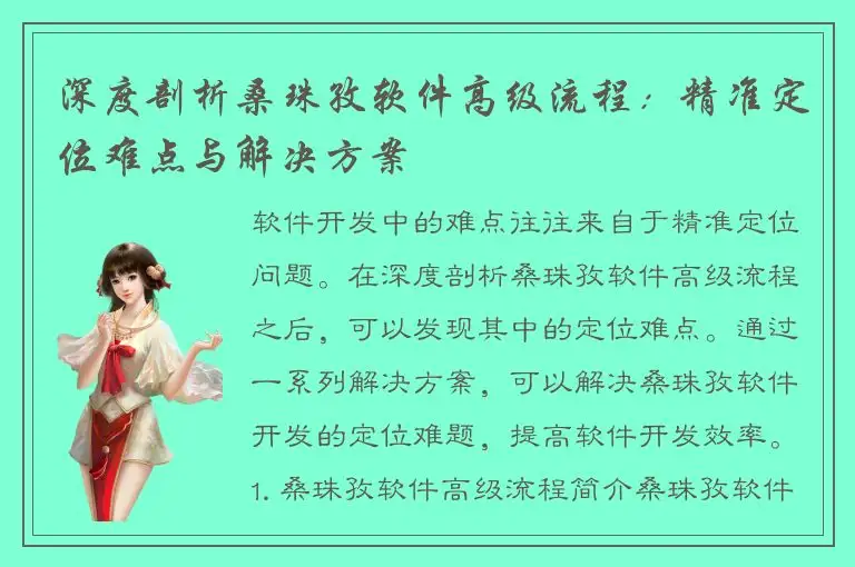 深度剖析桑珠孜软件高级流程：精准定位难点与解决方案