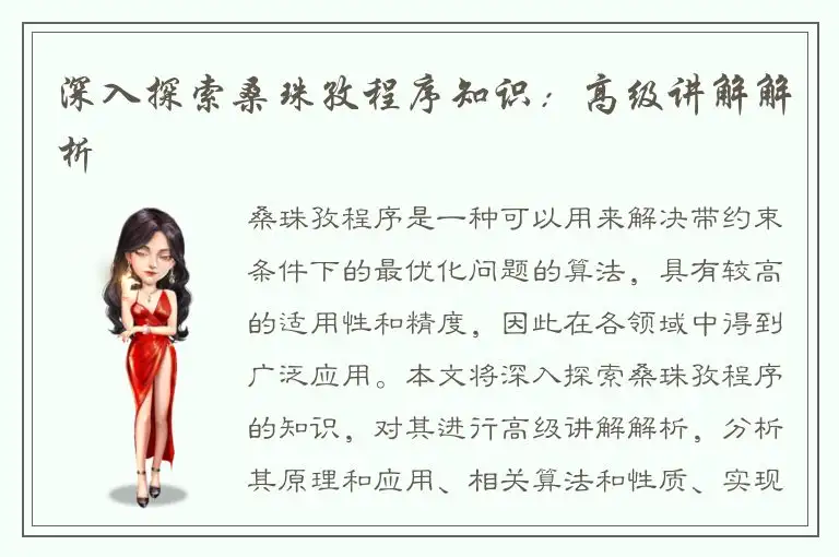 深入探索桑珠孜程序知识：高级讲解解析
