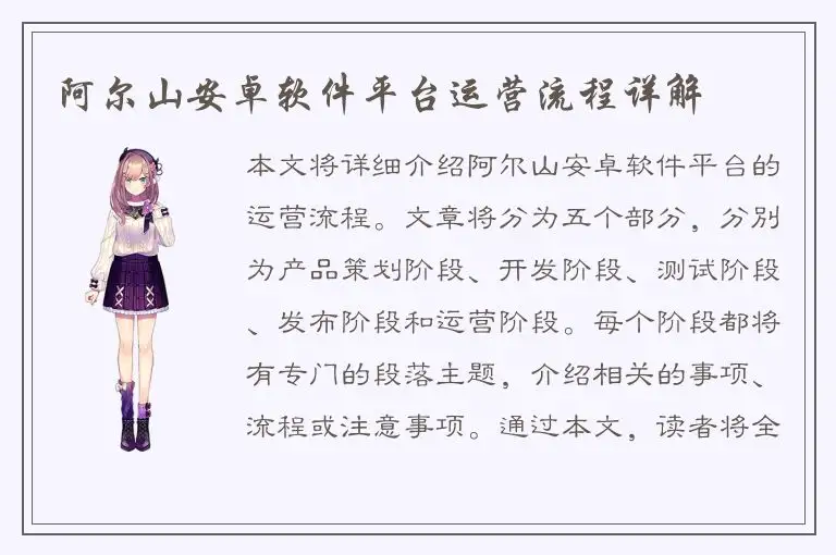 阿尔山安卓软件平台运营流程详解