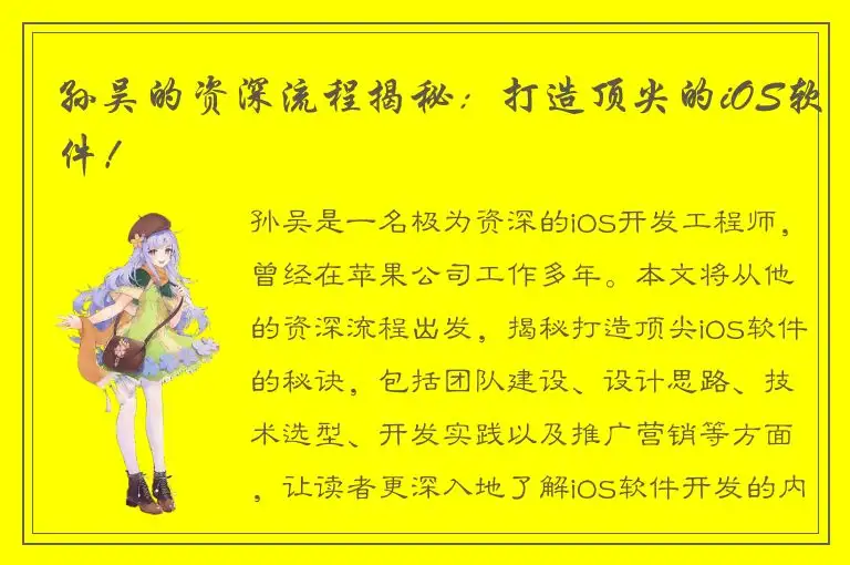 孙吴的资深流程揭秘：打造顶尖的iOS软件！