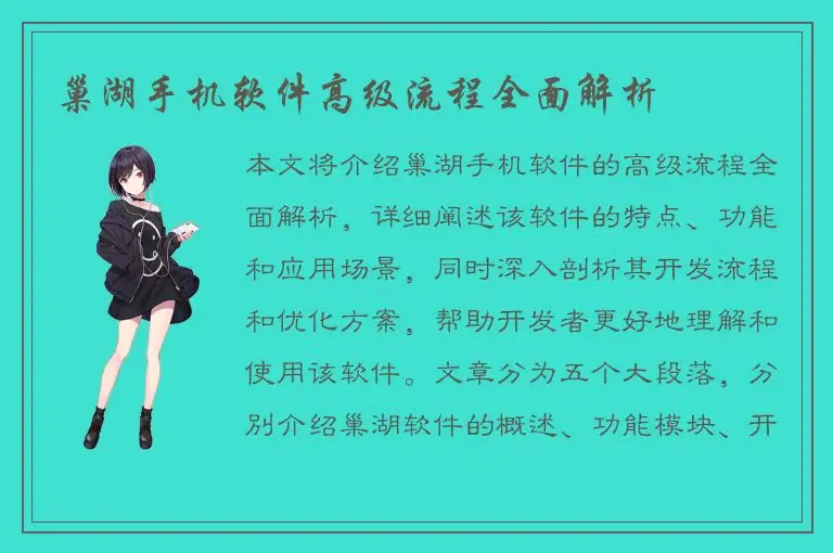 巢湖手机软件高级流程全面解析