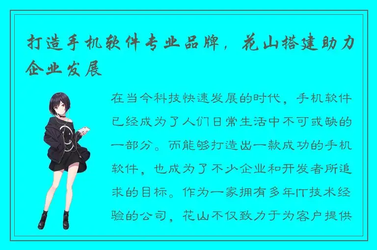 打造手机软件专业品牌，花山搭建助力企业发展