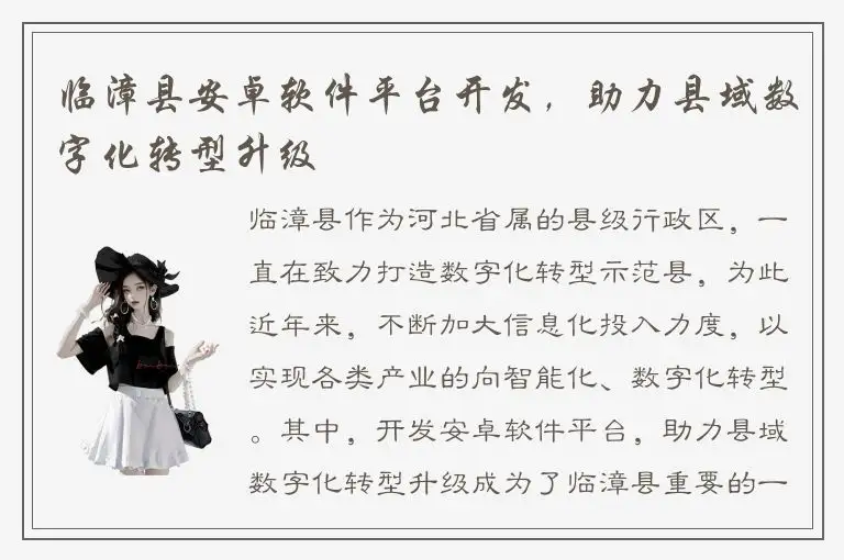 临漳县安卓软件平台开发，助力县域数字化转型升级