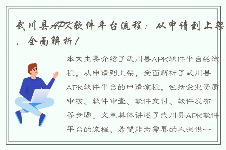 武川县APK软件平台流程：从申请到上架，全面解析！