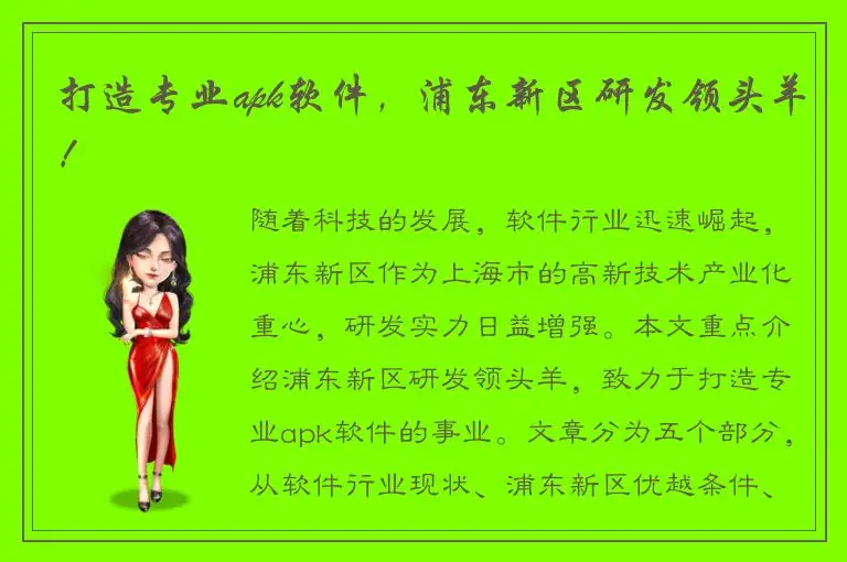 打造专业apk软件，浦东新区研发领头羊！