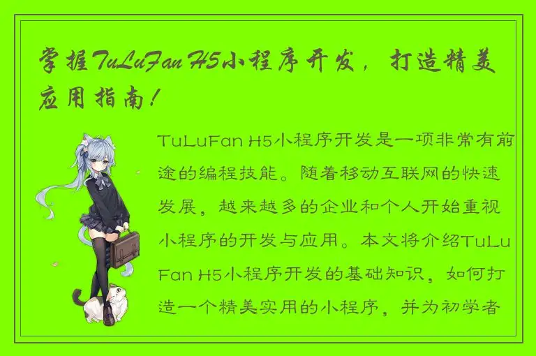 掌握TuLuFan H5小程序开发，打造精美应用指南！