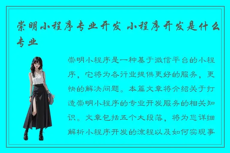 崇明小程序专业开发 小程序开发是什么专业