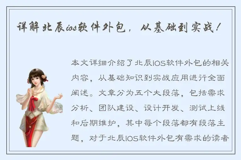 详解北辰ios软件外包，从基础到实战！