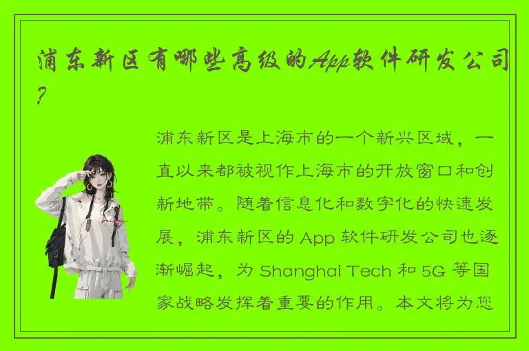 浦东新区有哪些高级的App软件研发公司？