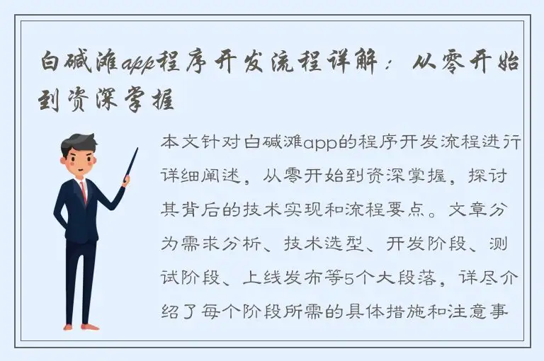 白碱滩app程序开发流程详解：从零开始到资深掌握