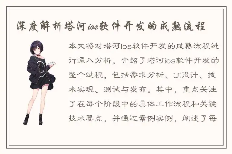 深度解析塔河ios软件开发的成熟流程