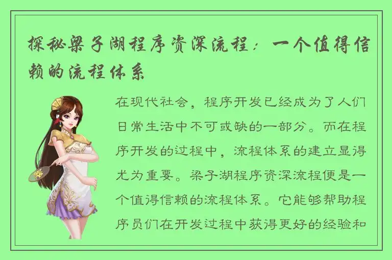 探秘梁子湖程序资深流程：一个值得信赖的流程体系