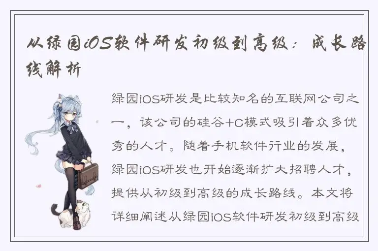 从绿园iOS软件研发初级到高级：成长路线解析