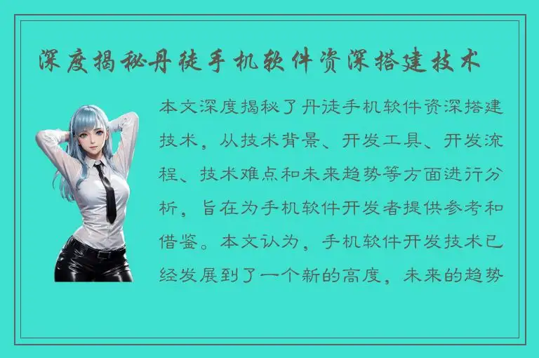 深度揭秘丹徒手机软件资深搭建技术