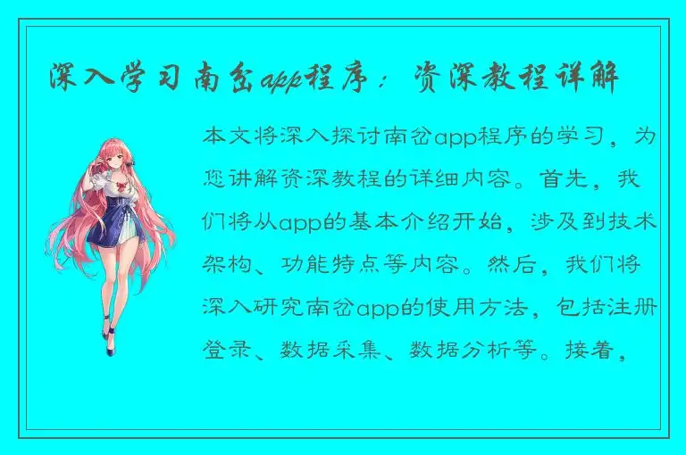 深入学习南岔app程序：资深教程详解