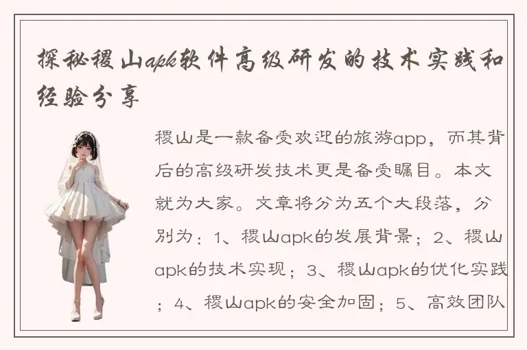 探秘稷山apk软件高级研发的技术实践和经验分享