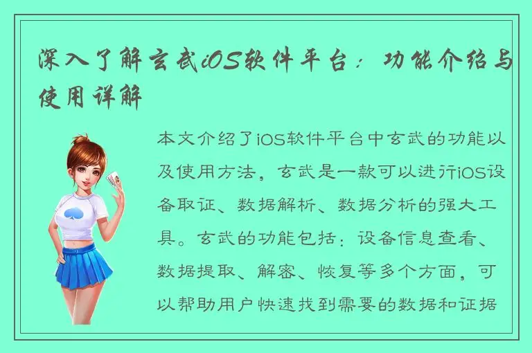 深入了解玄武iOS软件平台：功能介绍与使用详解