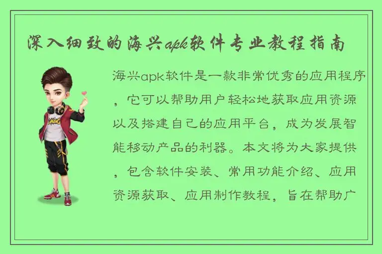 深入细致的海兴apk软件专业教程指南