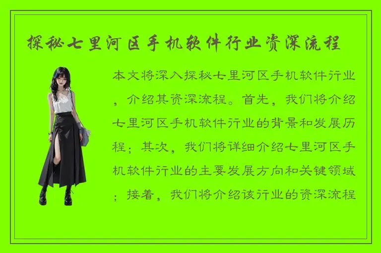 探秘七里河区手机软件行业资深流程