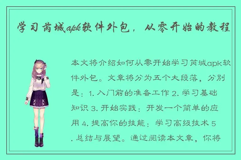 学习芮城apk软件外包，从零开始的教程