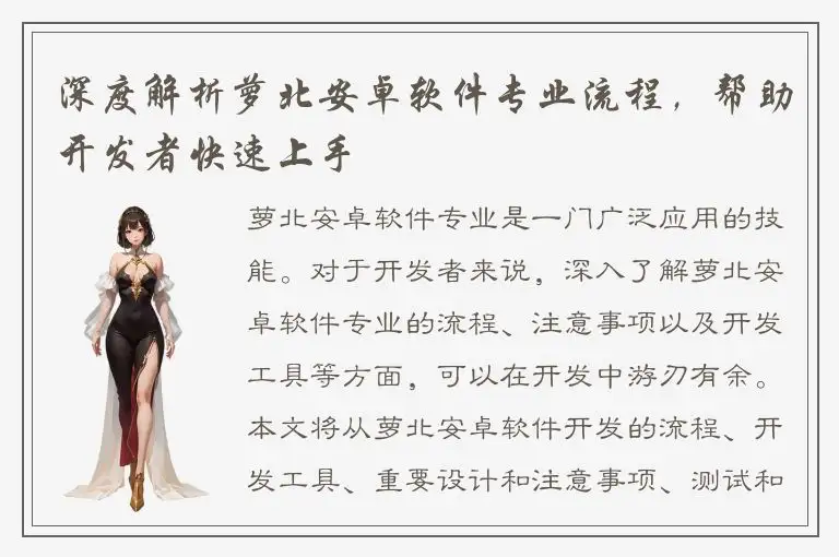 深度解析萝北安卓软件专业流程，帮助开发者快速上手
