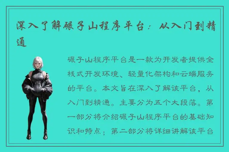 深入了解碾子山程序平台：从入门到精通