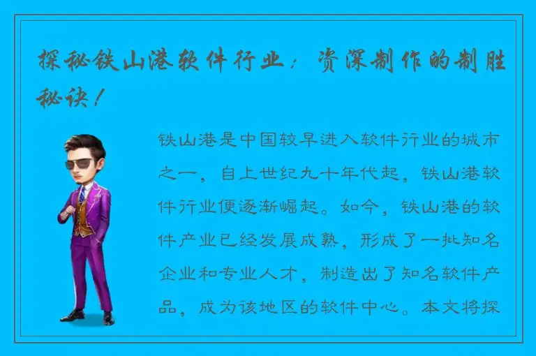 探秘铁山港软件行业：资深制作的制胜秘诀！