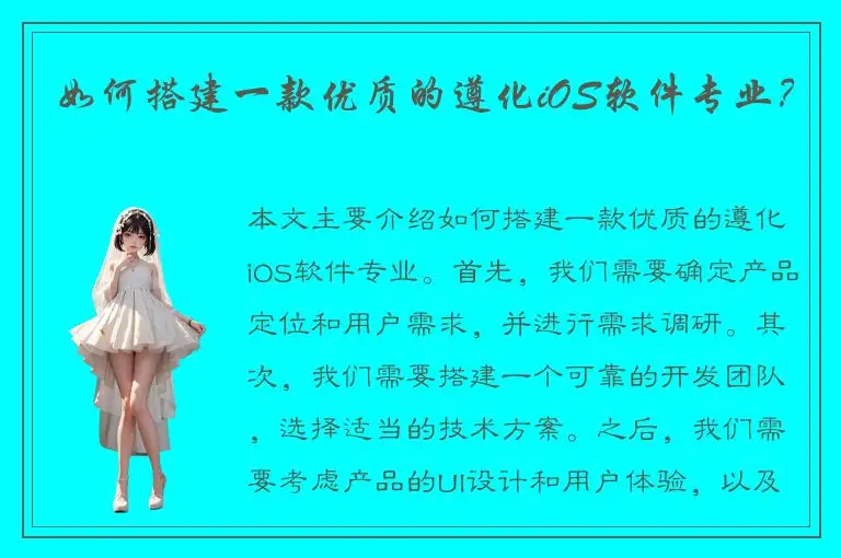 如何搭建一款优质的遵化iOS软件专业？