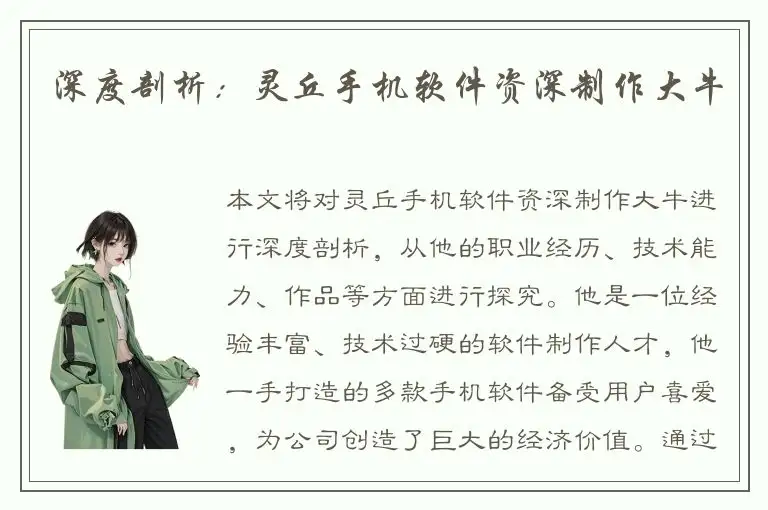 深度剖析：灵丘手机软件资深制作大牛